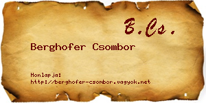 Berghofer Csombor névjegykártya